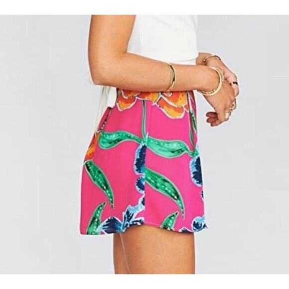 Show Me Your MuMu Sawyer Floratopia Shorts Floral Chiffon In Pink Size XS - Picture 2 of 12